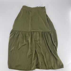 Topshop Pleat Side Button Midi Skirt, Size 4- Green